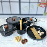 Load image into Gallery viewer, Neoflam Midas Black 11-Piece Detachable Handle Nesting Induction Pot and Pan Set
