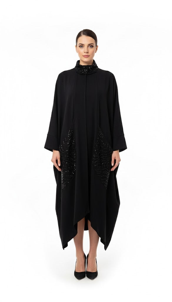 Pullu Siyah Kaftan