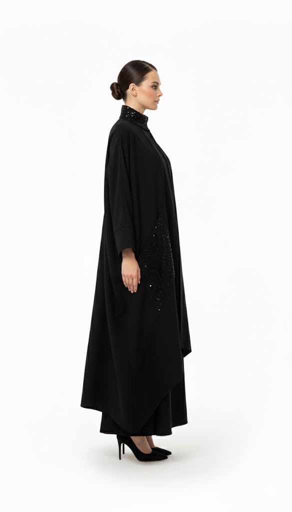 Pullu Siyah Kaftan