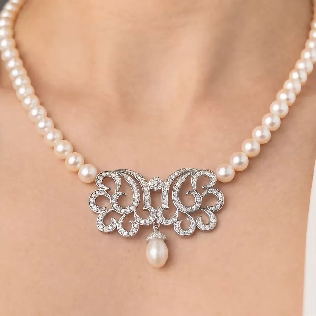 18 Damla Montürlü Gümüş İnci Kolye mzkcb0-gy.myshopify.com