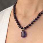 Load image into Gallery viewer, 8 Ametist Doğal Taş Kolye mzkcb0-gy.myshopify.com
